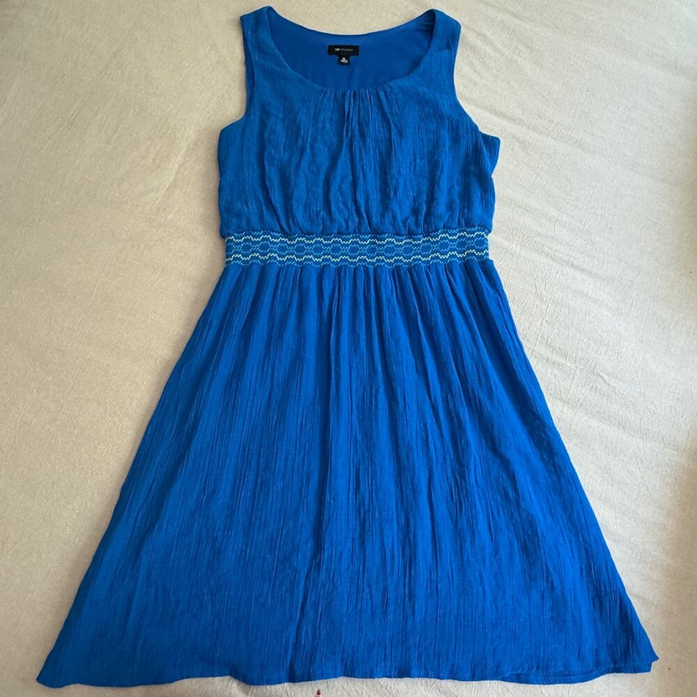 AB Studios Blue Pullover Lined Tank Dress Elastic Waist Size XL